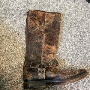 Frye Phillip Leather Crackle Tall Harness Boots